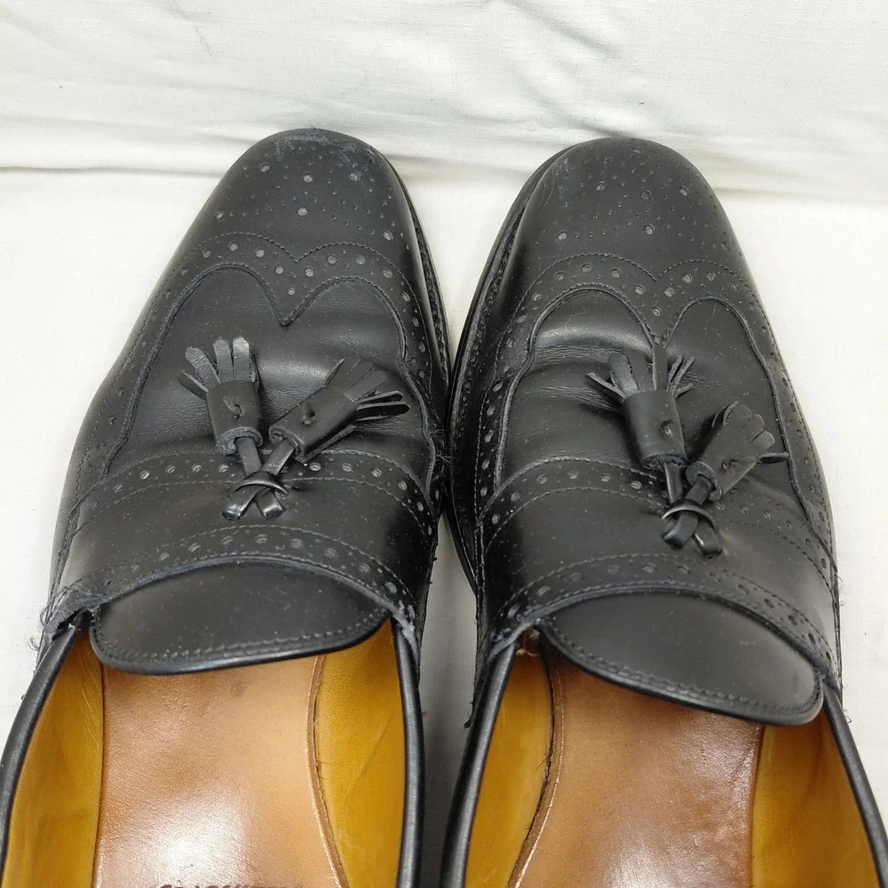Allen Edmonds Chambray Mens‎ 11 B Black Leather Tassel Wingtip Loafers 6204